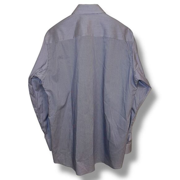 Eton Contemporary Blue Bengal Striped Twill Semi Spread Dress Shirt XL 17 - Picture 9 of 9